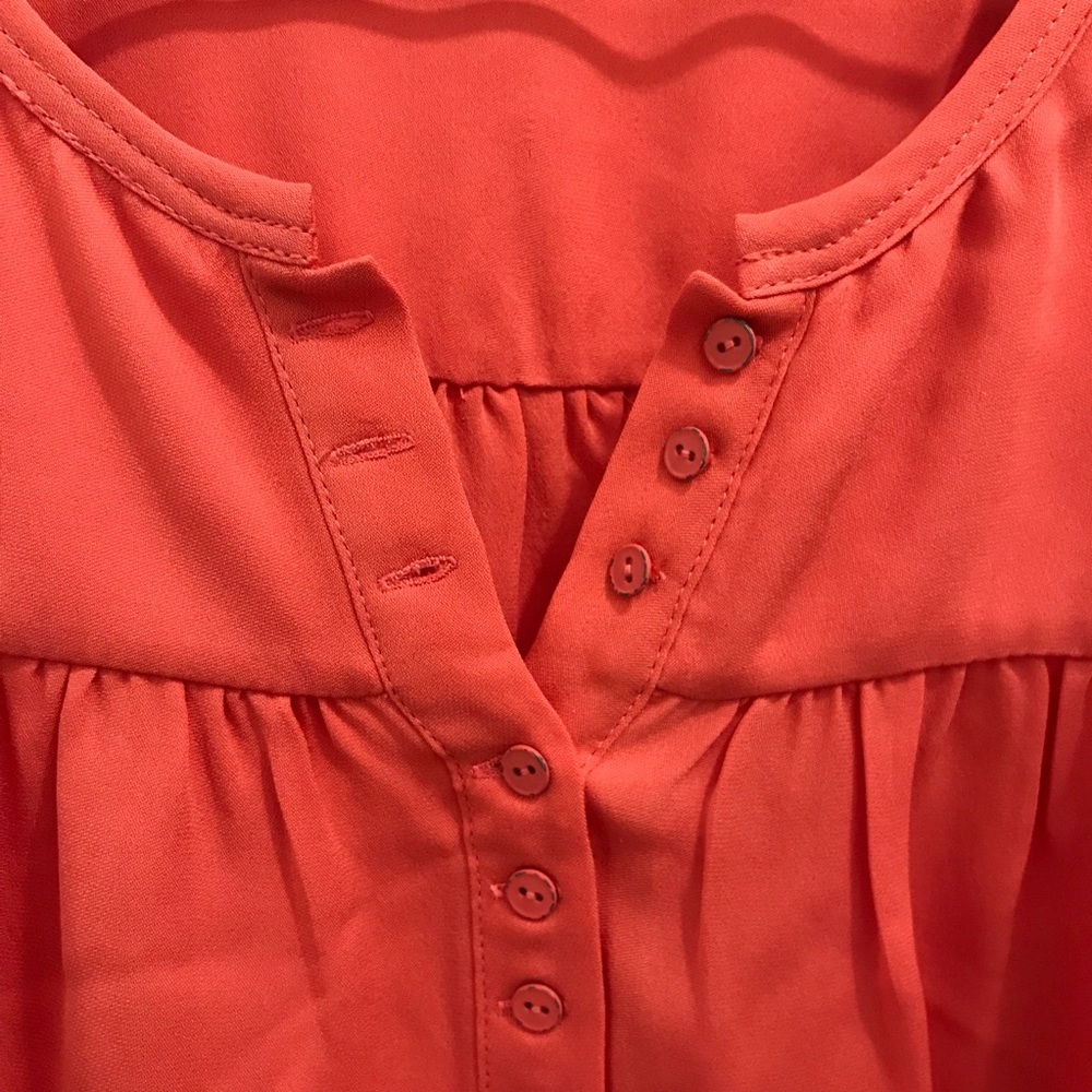 Rebecca Taylor Silk Half Button Blouse coral 6 tank top shirt - Picture 3 of 8